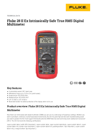 Thumbnail of document Data Sheet - 28 II Ex Intrinsically Safe True-RMS Digital Multimeter